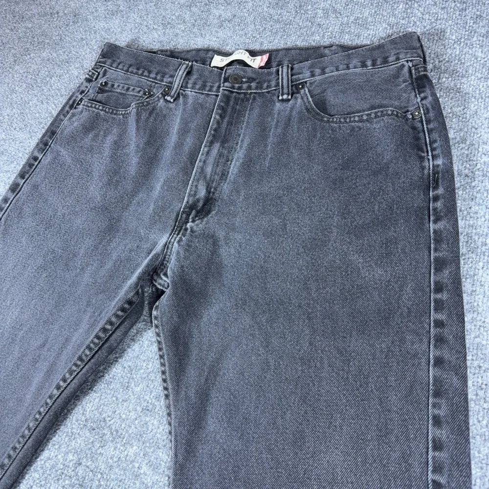 Levis 505 Regular Fit Straight Leg Jeans Mens 38x34 Faded Black Denim Pants